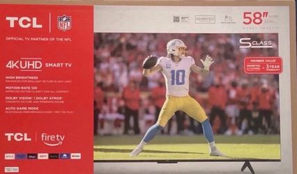 58 TCL TV Smart 4K HDTV $55 down Financing for delivery six month warranty