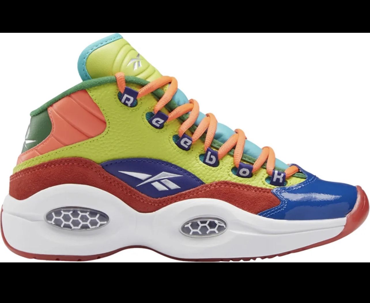 Reebok Classics Junior Question Mid Color Explosion Allen Iverson HP3005 Size 7