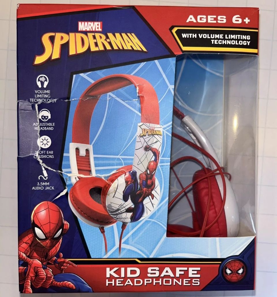 Spider man Kid Safe Wired Headphones Adjustable Headband Soft Ear Cushions