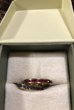 Gold Plated two rings with real stones . Size 8