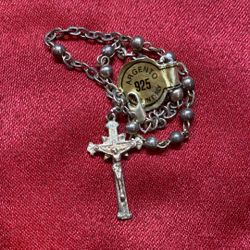 Vintage New Condition, Religious Crucifix, Pendant Bracelet Sterling Silver
