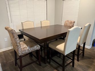Counter Height Dining Table Set with 6 Chairs