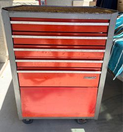 Vintage Red and Grey Craftsman Rolling Tool Box, 6 Drawers , With or without Tools, Must Read Description