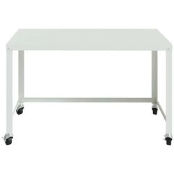 CB2 55” Modern Durable Metal 2 Casters Mobile Desk in White