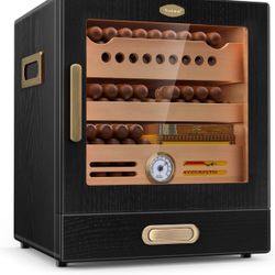 Coolknight Cigar Humidor Cabinet Cedar Wood Up To 80-100 Cigars