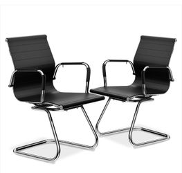 Faux Leather Guest Chair Set Of 2