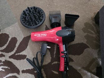KISS 1875W Pro Hair Dryer – Tourmaline Ceramic w/Attachments – Excellent!