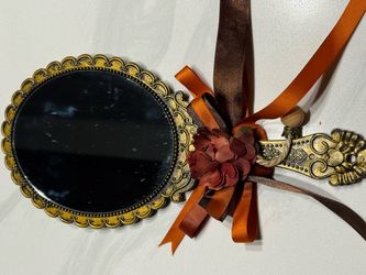 Vintage-Style Ornate Gold Hand Mirror