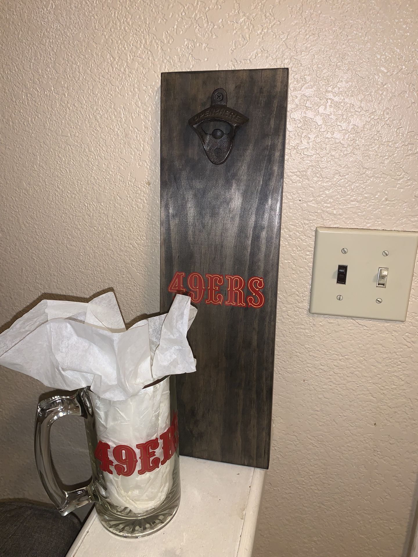 49ers Beer Mug And Bottle Opener