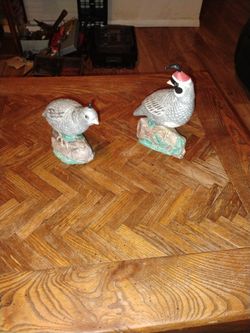 Hand Painted Ceramic Quail Set Of 2