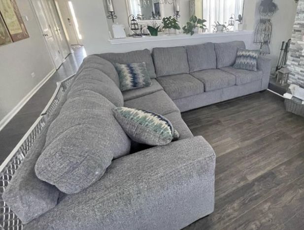 Large Grey Sectional Sofa Couch 