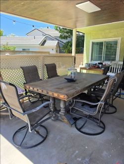 Solid Wood Table with 6 Chairs