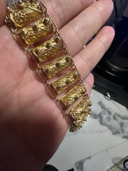 835 Silver Antique Bracelet 18k Vermeil hand made in Portugal