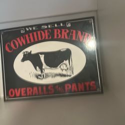 Porcelain Vintage Advertisement Sign For Cal Hyde Brand Overalls And Pants