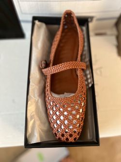 Woven Leather Mary Jane Ballet Flat
