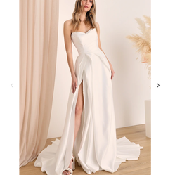 Lulus Lifetime of Love Satin Gown Strapless A-Line  Size 4 New With Tags $378