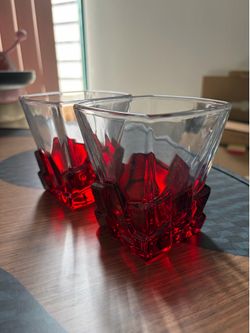 2 Red glasses tumbler set with red geometric base #tumblers #geometric