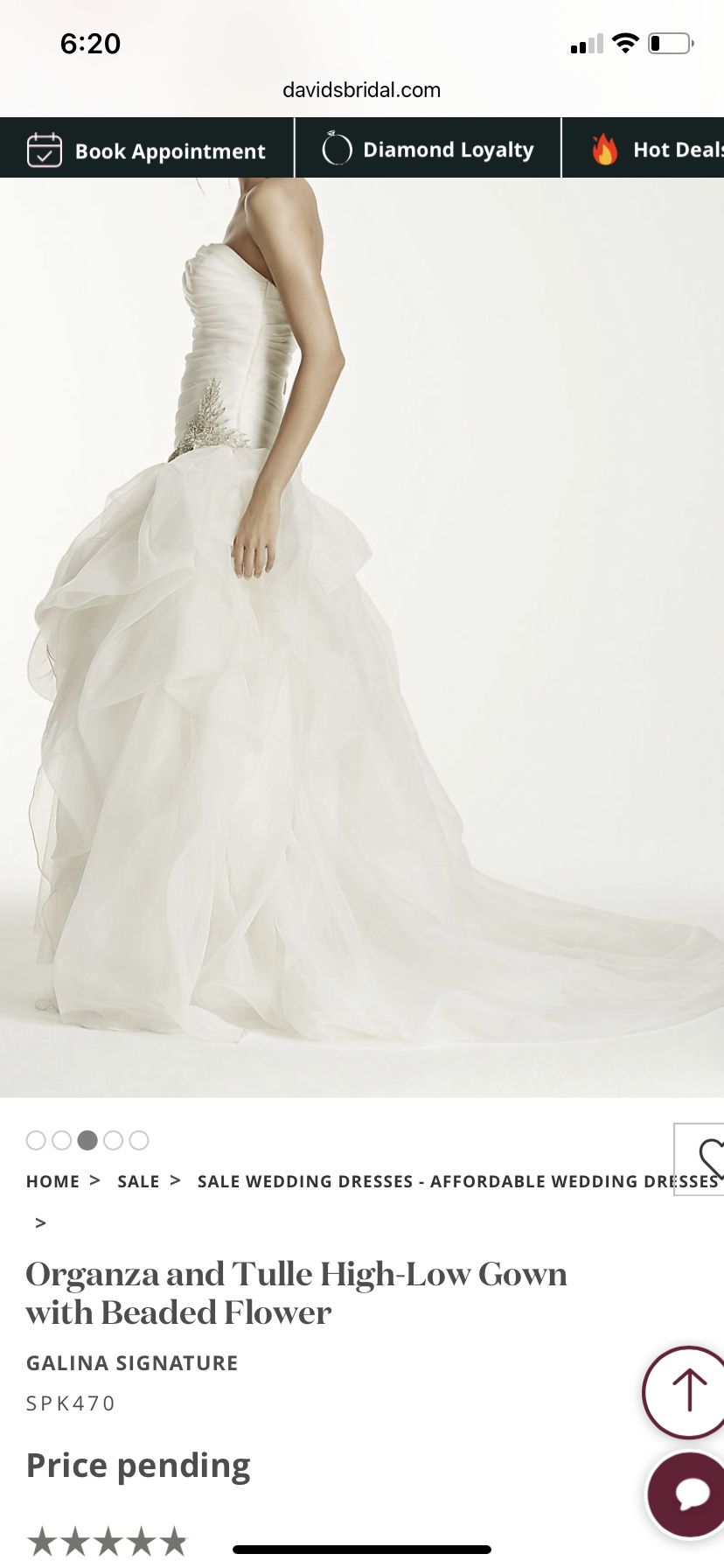 Organza and Tulle High-Low Gown with Beaded Flower 