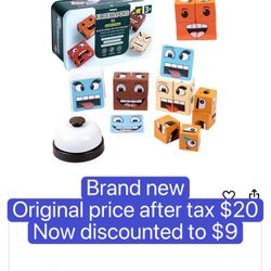 Face Changing Magic Cube Game, Fun Brain Teaser for Kids and Adults with Bell, Wooden Expressions Matching Block Puzzles, Face Blocks Game with Truth 