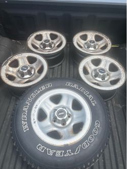 15” steel rims plus spare .