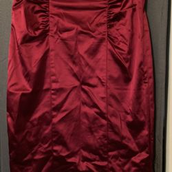 BEBE Stretchy Red Pencil Style Skirt With Back Slit