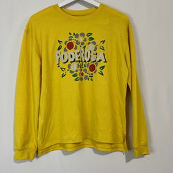 Well Worn Women’s Poderosa Long Sleeve Graphic Sweatshirt Yellow NWT