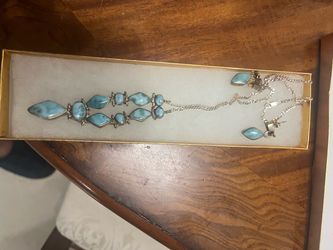 Larimar Stone Silver Jewelry Set
