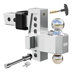 VNN Adjustable Trailer Hitch 6 Inch Drop 2 Inch Receiver - Solid Dual Ball Mount 1-7/8", 2"(10,000 LBS GTW), Heavy Duty Aluminum Drop Hitch with Pads 