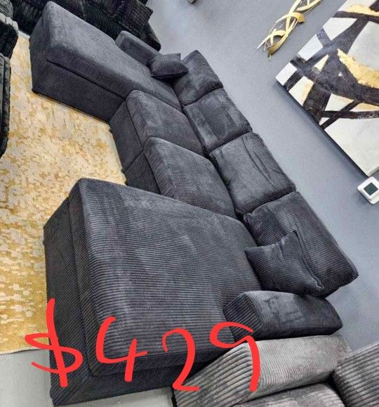 Black Double Chaise Sectional Sofa 120x60 "
