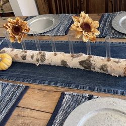 Birch  Branch 7 Glass Vial Flower Vase Approx 30” Long