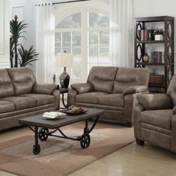Brand New 2PC Brown Sofa and Loveseat Set
