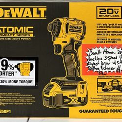 Dewalt Atomic 20V Max Brushless 3-Speed 1/4” Impact Driver W/ 5.0AH Battery & Charger New 