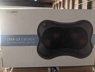Zyllion Shiatsu Back and Neck Massager - Kneading Massage Pillow with Heat for Shoulders, Lower Back, Calf - Use at Home and Car, Black, (ZMA-13-BK)