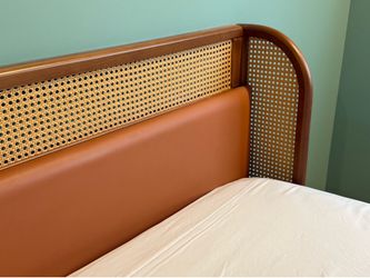 Queen size bed frame w/ rattan headboard