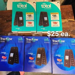 Tracfone and total wireless flip phones $25 ea.
New in the box 
