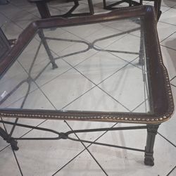 Leather And GLASS COFFEE TABLE 
