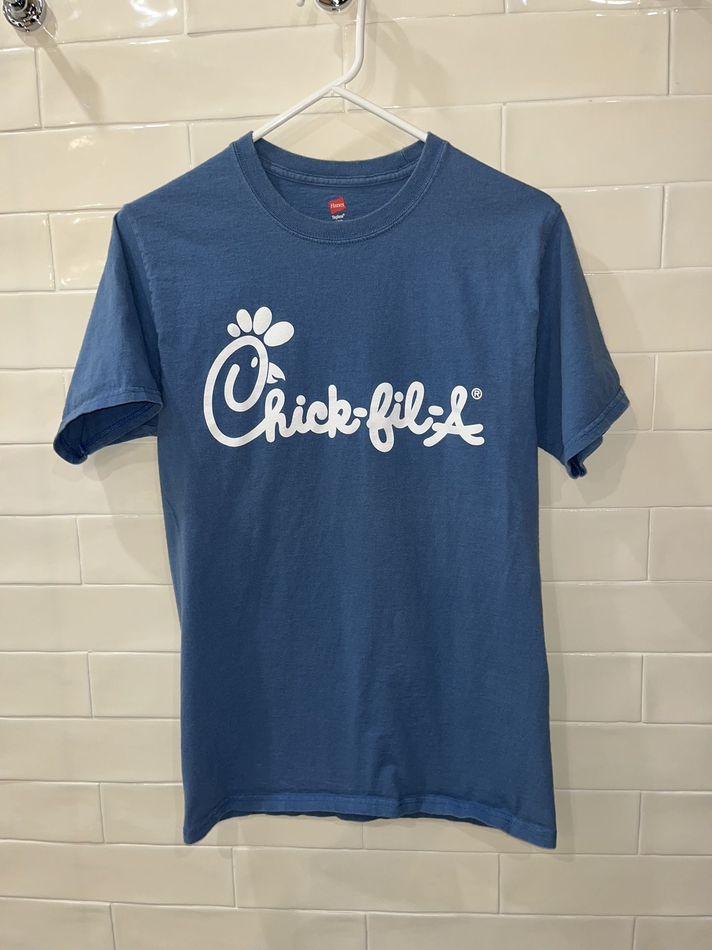 Chick-fil-A Blue Uniform Tee Shirt Small Fast Food