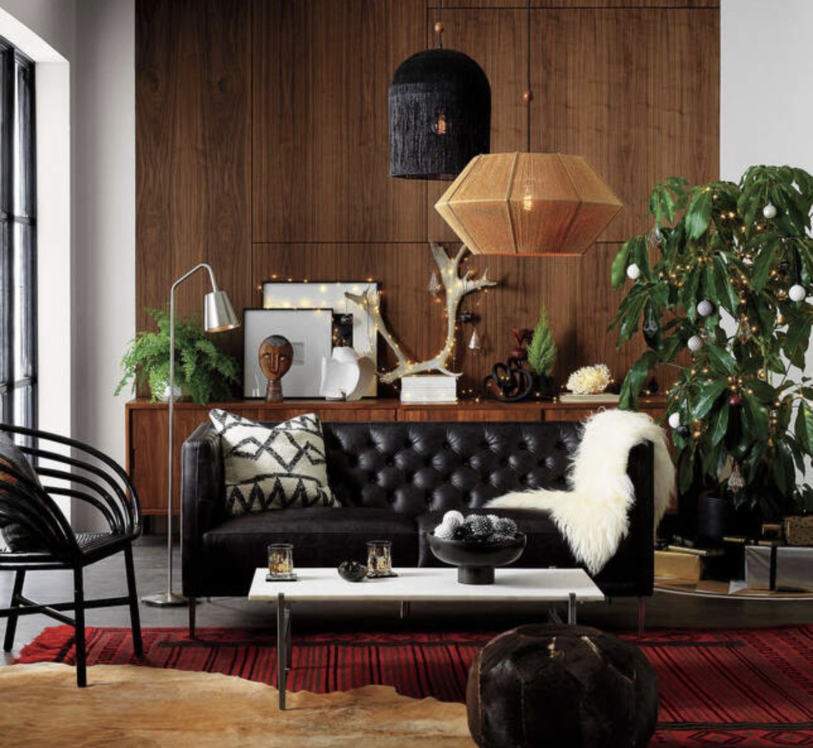 Crate & Barrel 2 - Genuine Leather Tufted Sofa