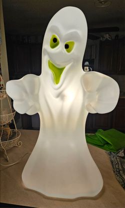 Vintage General Foam Plastics Green Eye Ghost Halloween Blow Mold WORKS Excellent