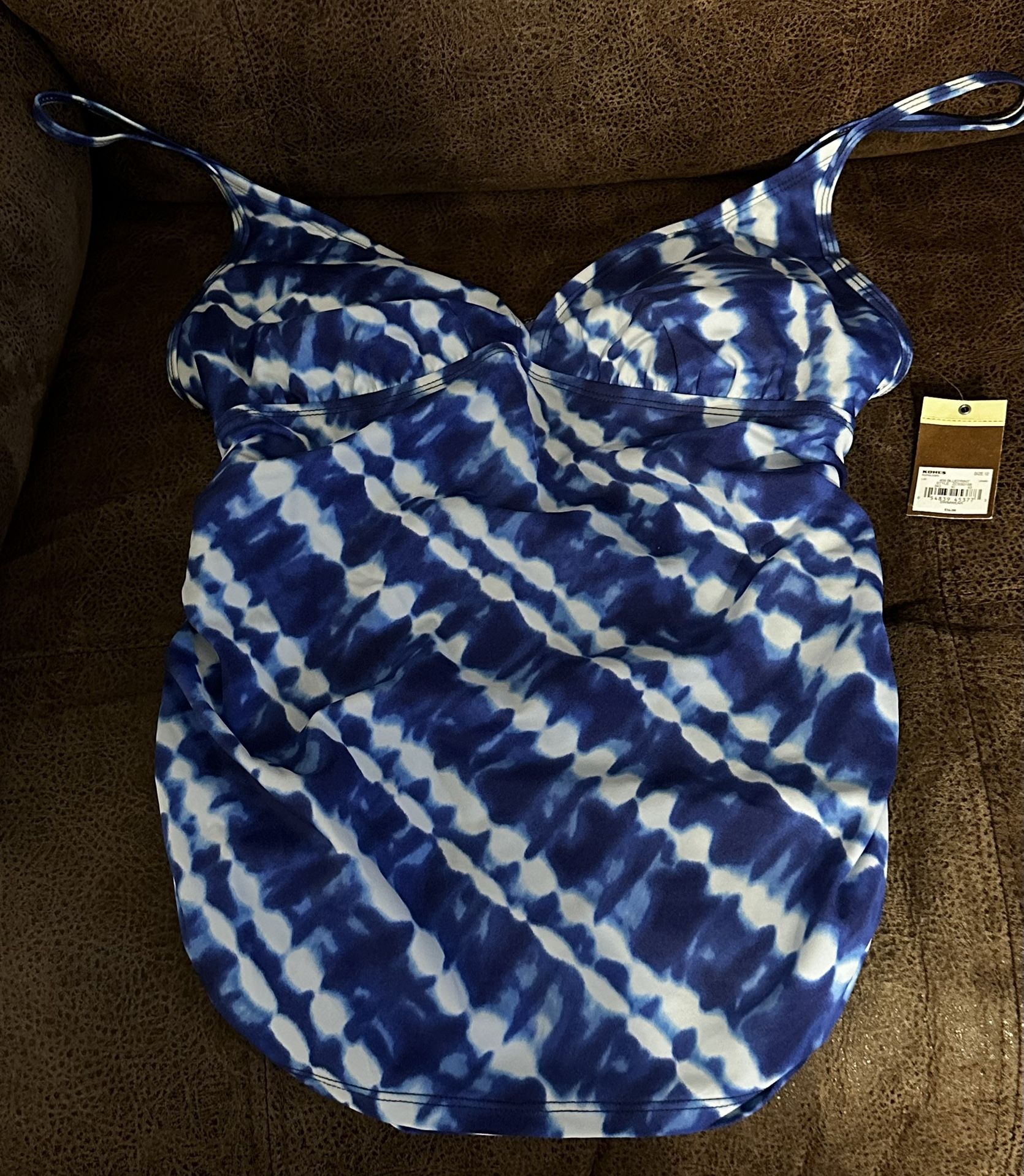 Women’s Blue & White Swim Top (Size 12) Brand New 