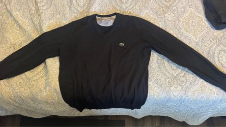 Lacoste V Neck Black Sweater Size L