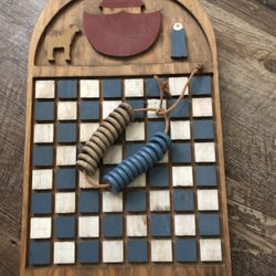 Wooden Checker Board With Wooden Chips