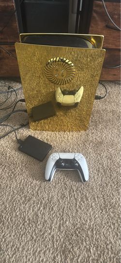 PlayStation 5 Console with Gold Custom Faceplates With 1TB External Storage