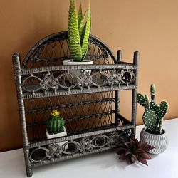 Vintage Wicker Floating Shelf Rattan Hanging Shelf Boho Decor