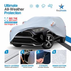 New EzyShade Car Cover Waterproof All Weather. See Vehicle Size-Chart. Size A4 Multi-Layer Outdoor Car Covers for Automobiles. Rain Sun Snow UV Dust P