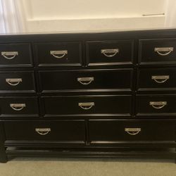 Dark Black Silver Dresser And Mirror