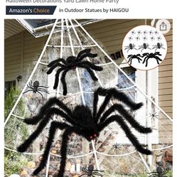 Outdoor Halloween Decorations, 200" Halloween Spider Web 59" Giant SpiderFake Spider with Huge Spider Web