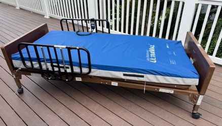 Medline Full Electric Hospital Bed with Half Rails & Span America Geo Mattress