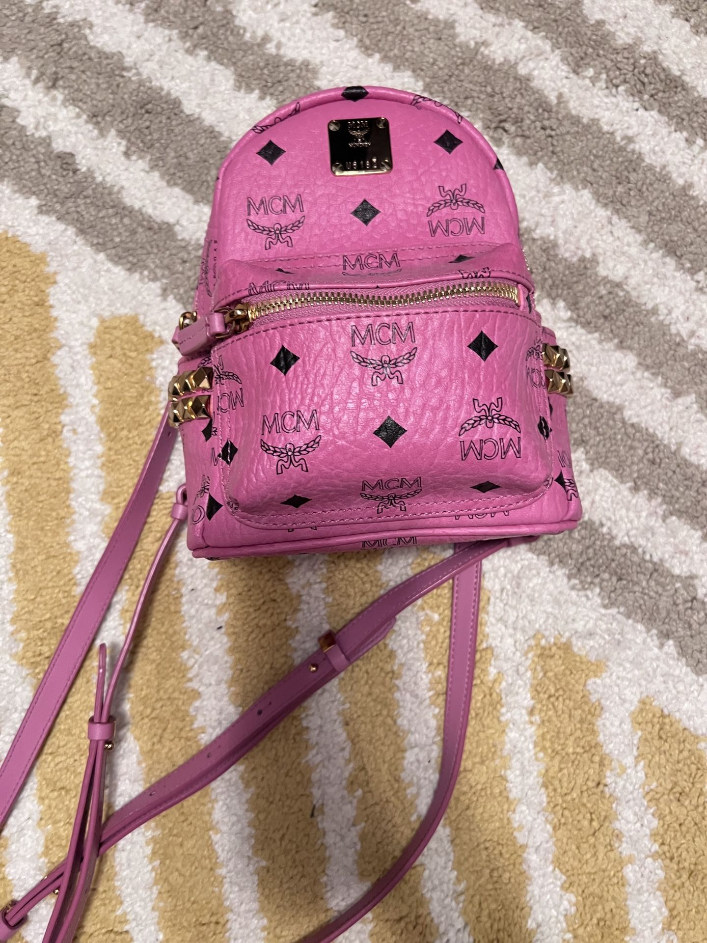 bebe mini backpack pink Diaper Bag Luxury Designer Mom and handy wide Mary Poppins style top opening as the larger version Bebe sherpa mini backpack |