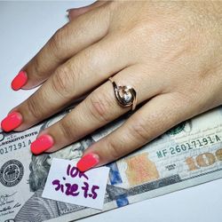 10K Solid Gold Ring For Wedding Size 7.5